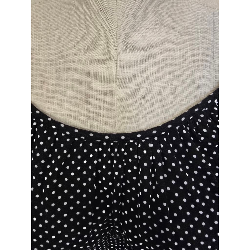 Michael Kors Black & White Polka Dot Elastic Waist Blouse M - Picture 5 of 6